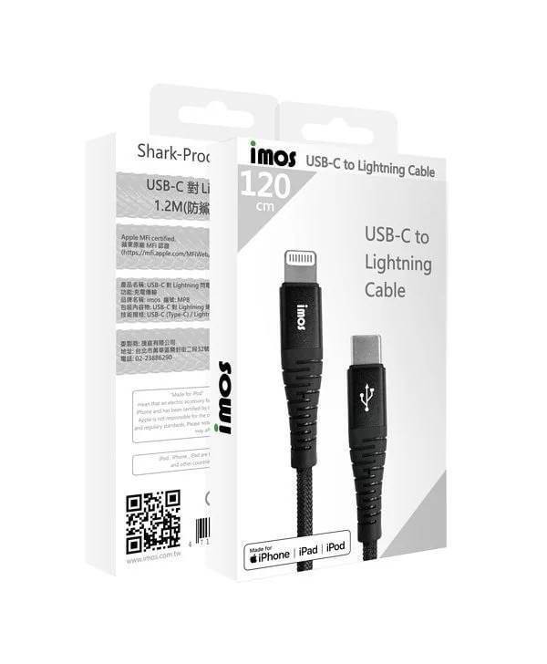 【imos】新愛瘋 USB-C to Lightning 防鯊網編織 1.2M 閃電連接線