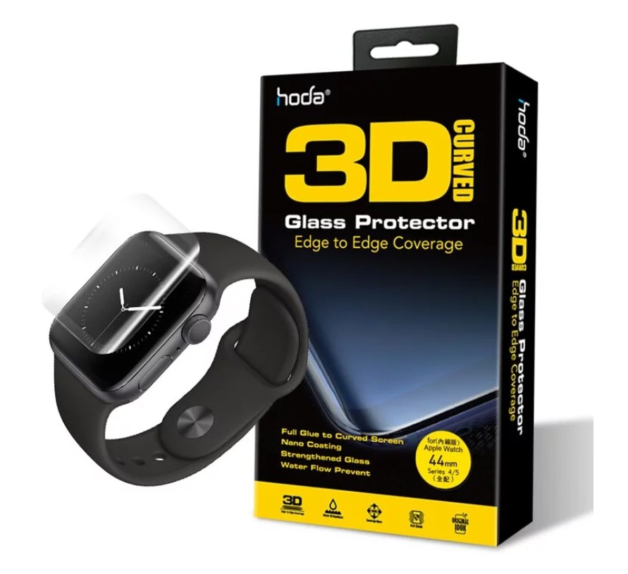 【HODA】44mm 3D曲面全透明滿版玻璃保護貼